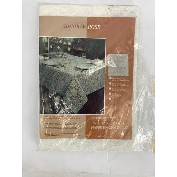 Shadow Rose Lace Table Cloth Round Sz 60" with Plastic Liner and Napkins - Picture 3 of 7